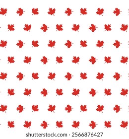 Canadian leaf Seamless pattern. Autumn background pattern. Red maple leaves on white background. Red maple leaves of different size on a white background. EPS vector illustration