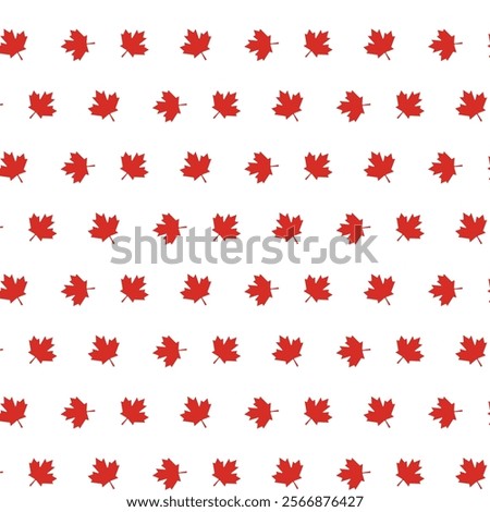 Canadian leaf Seamless pattern. Autumn background pattern. Red maple leaves on white background. Red maple leaves of different size on a white background. EPS vector illustration