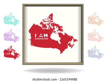 i am canadian logo design with map and maple leaf