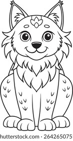 Página de coloração de gatinho de lince canadense com desenho de animal adorável para jovens amantes da vida selvagem