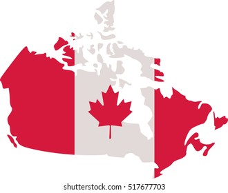 Canadian Map With Canada Flag