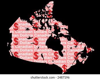 Canadian map and currency illustration