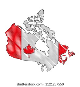 canadian map with flag