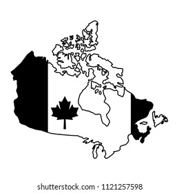 canadian map with flag