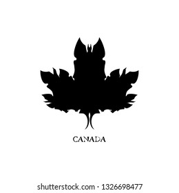 Canadian maple black leaf logo symbol emblem Flag sign icon Abstract mystical tattoo Modern ethnic design Fashion print for clothes apparel greeting invitation card badge banner poster flyer cover