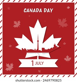 Canadian maple leaf. Canada day card. Background with Canadian maple leaves. Canadian flag.