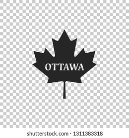 Canadian maple leaf with city name Ottawa icon isolated on transparent background. Flat design. Vector Illustration