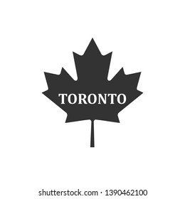 Canadian maple leaf with city name Toronto icon isolated. Flat design. Vector Illustration
