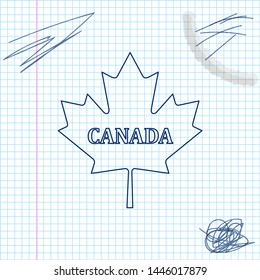 Canadian maple leaf with city name Canada line sketch icon isolated on white background. Vector Illustration