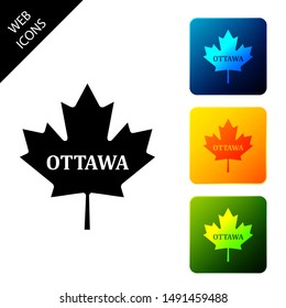 Canadian maple leaf with city name Ottawa icon isolated on white background. Set icons colorful square buttons. Vector Illustration