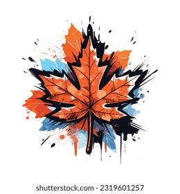 Canadian maple leaf depicted in street art style