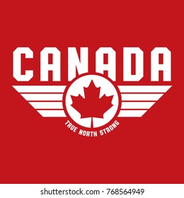 A Canadian maple leaf design featuring graphic wings in vector format.