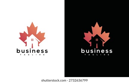 Canadian Maple Leaf House Logo - Emblema de negócios imobiliários.