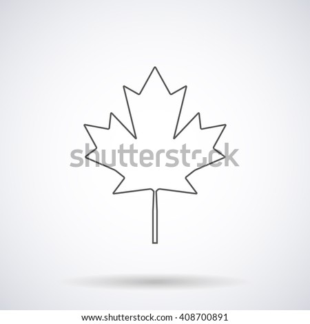 Canadian maple leaf icon  silhouette with shadow,isolated on a white background, vector illustration stylish for web design