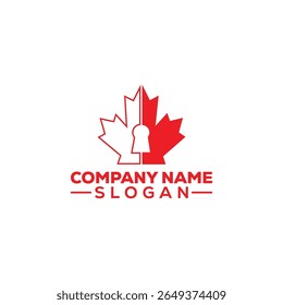 Canadian Maple Leaf Keyhole Security Logo