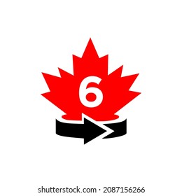 Diseño Del Logotipo De La Hoja De Maple Canadiense En La Plantilla Carta 6. Logotipo canadiense de arce rojo con vector de 6 letras