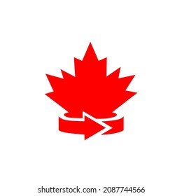Canadian Maple Leaf Logo Design Template. Red Maple Canadian Logotype Vector