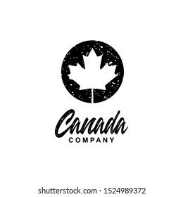 Canadian Maple Leaf Vintage Grunge Retro Hipster Logo Design Isolated On White Background. Vector Illustration