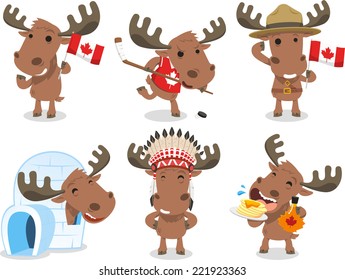 Canadian Moose Canada Mammal Animal Species Icon Culture, vector illustration cartoon.