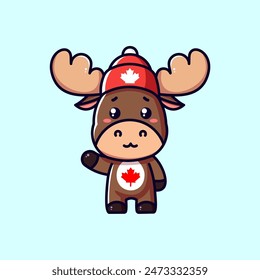 Vector de mascota de alce canadiense en estilo de dibujos animados lindo y simple diseñado para un aspecto atractivo, amable y divertido.