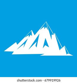 Canadian mountains icon white isolated on blue background vector illustration