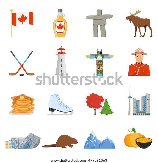 Canadian National Cultural Sport Symbols Places Stock Vector (Royalty ...