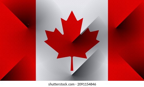 The Canadian national flag image vector. Circle wave Pattern design on background with gradient shadow pop up from behind canvas.