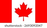 Canadian national flag with red maple leaf, red side stripes, and white background. Represents unity, national pride, and Canadian heritage.