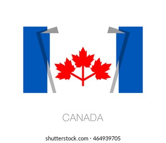 The Canadian Pearson Pennant. Flat Icon Wavering Flag with Country Name on a White Background
