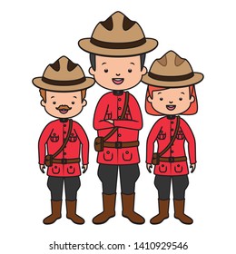 canadian police mounted characters happy canada day vector illustration