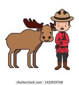 canadian police mounted and moose happy canada day vector illustration