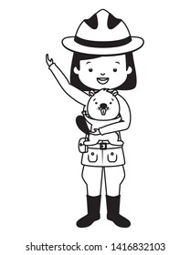 canadian police mounted woman with beaver happy canada day vector illustration