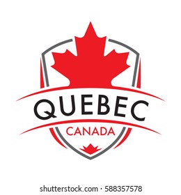 A Canadian province crest in vector format featuring a large maple leaf and text that reads Quebec.