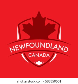 A Canadian province crest in vector format featuring a large maple leaf and text that reads Newfoundland.