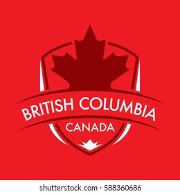 A Canadian province crest in vector format featuring a large maple leaf and text that reads British Columbia.