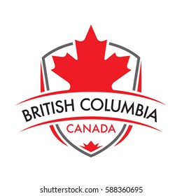 A Canadian province crest in vector format featuring a large maple leaf and text that reads British Columbia.