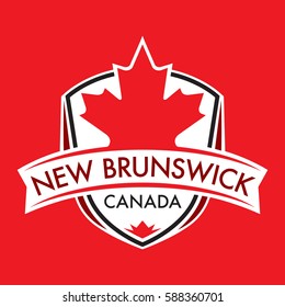 A Canadian province crest in vector format featuring a large maple leaf and text that reads New Brunswick.
