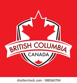 A Canadian province crest in vector format featuring a large maple leaf and text that reads British Columbia.