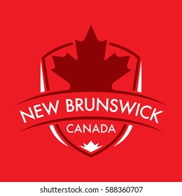 A Canadian province crest in vector format featuring a large maple leaf and text that reads New Brunswick.
