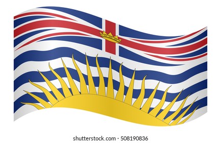 Canadian provincial BC patriotic element and official symbol. Canada banner and background. Flag of the Canadian province of British Columbia waving on white background, vector illustration