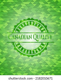 Canadian Quality green emblem. Mosaic background. Vector Illustration. Detailed. 