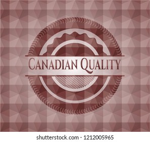 Canadian Quality red seamless emblem with geometric pattern.