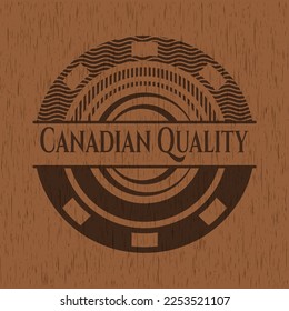 Icono o emblema de madera de calidad canadiense. Ilustración vectorial. 