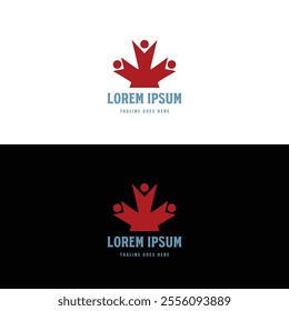 Canadian Red Flag Maple Leaf with Human Child for Charity Community Family Logo Design Vector