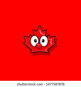 Canadian Red Maple Leaf Cartoon Mascot Character.Cute Maple Leaf in comic style. vector illustration. illustration for children