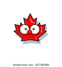 Canadian Red Maple Leaf Cartoon Mascot Character.Cute Maple Leaf in comic style. vector illustration. illustration for children