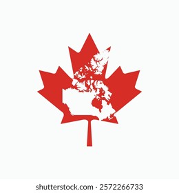 canadian red maple leaf vector design with map elements