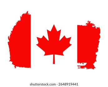 Canadian red and white maple leaf flag within rugged map silhouette, perfect for patriotic designs.