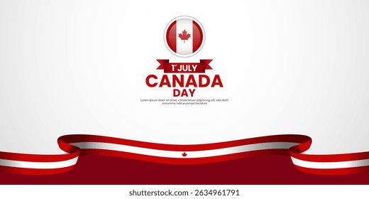 Canadian ribbon flag for Canada day background. Template for national day banner design