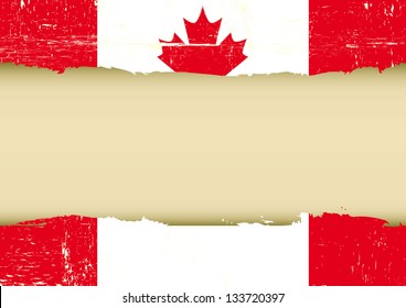Canadian scratched flag. A canadian flag with a large frame for your message